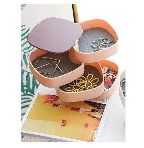 Organizador De Joyas Rotativo Con Espejo Y 4 Compartimientos-2