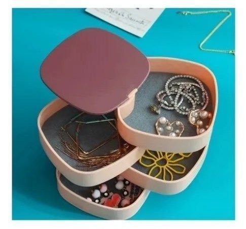 Organizador De Joyas Rotativo Con Espejo Y 4 Compartimientos-4