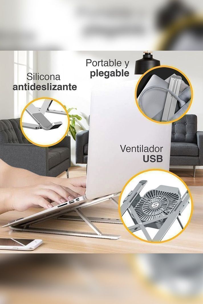 Soporte para Notebook Plegable con Ventilador USB-3
