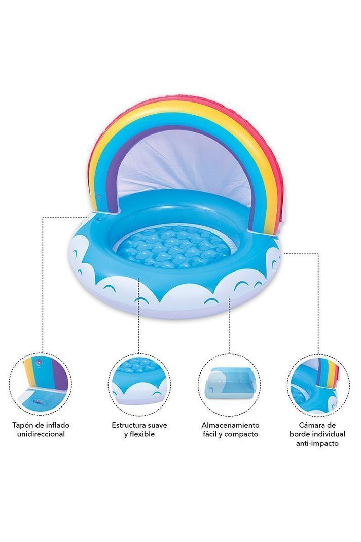 Piscina Inflable Arcoiris 40Lts 66cmx95cm Celeste-3