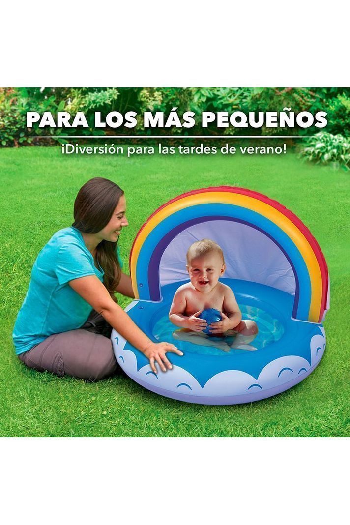 Piscina Inflable Arcoiris 40Lts 66cmx95cm Celeste-4