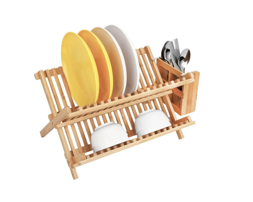 Organizador Escurridor De Platos De Bambú-2