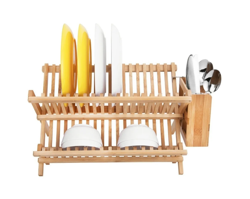 Organizador Escurridor De Platos De Bambú-1
