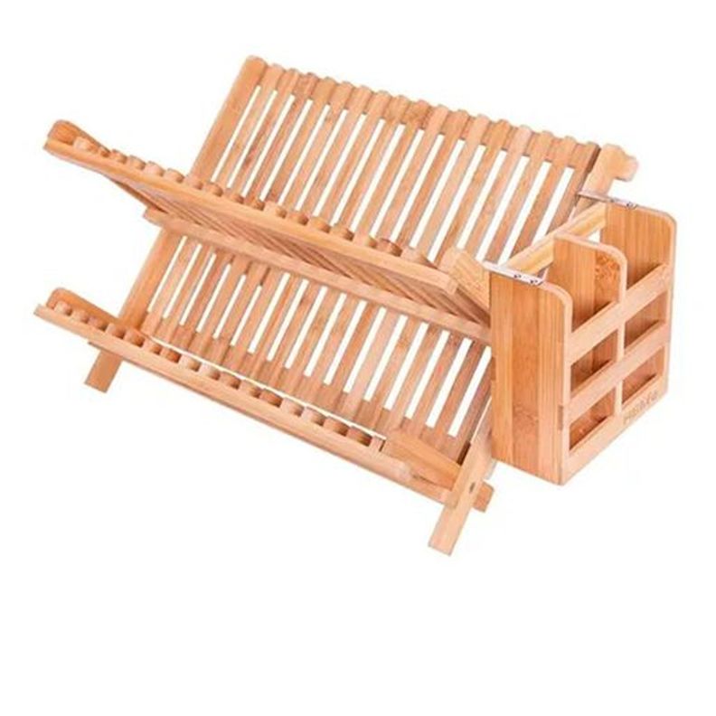 Organizador Escurridor De Platos De Bambú-0