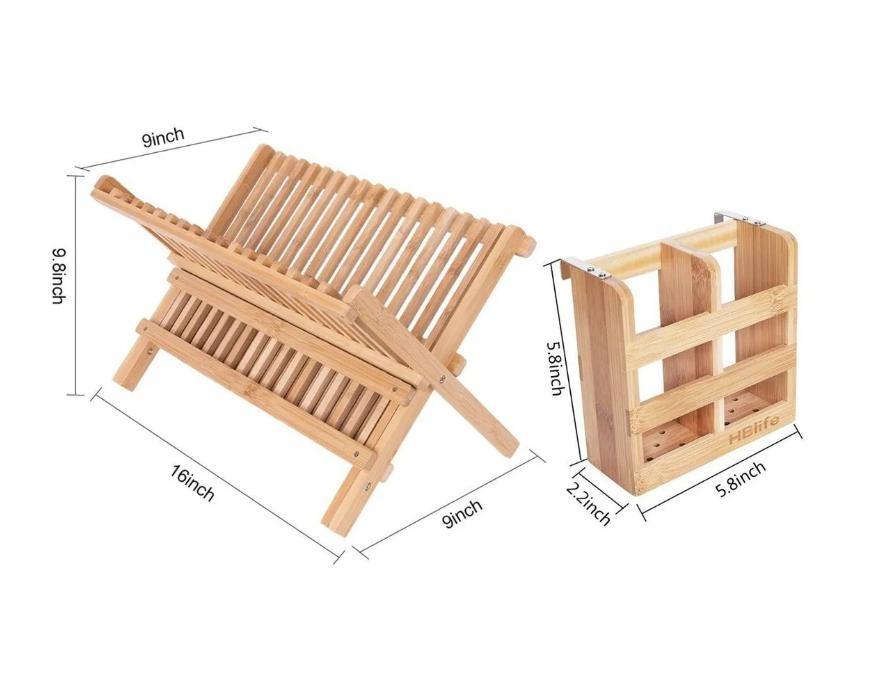Organizador Escurridor De Platos De Bambú-3