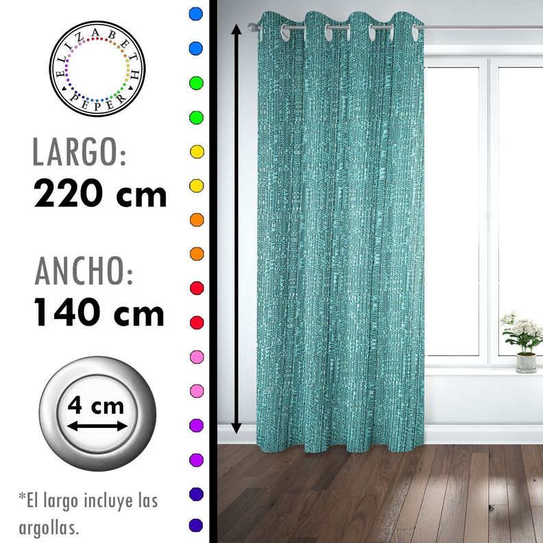 SET DE CORTINAS HOGAR 2 PAÑOS DE 140 X 220 CM TURQUESA-2