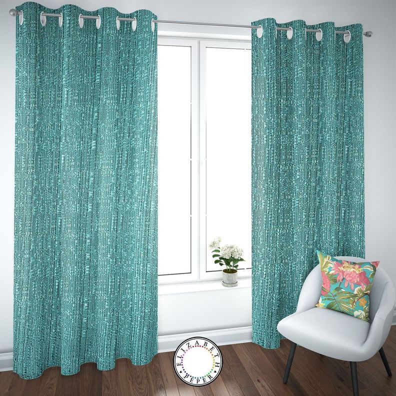 SET DE CORTINAS HOGAR 2 PAÑOS DE 140 X 220 CM TURQUESA-0