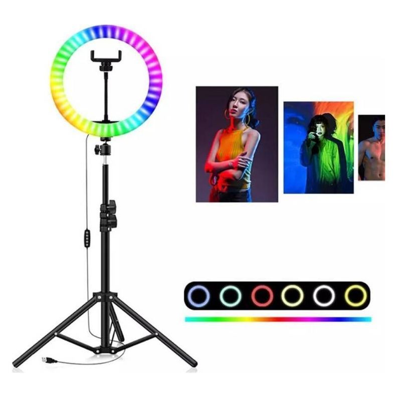 Aro de Luz 33cm Colores RGB Trípode Soporte Celular -1