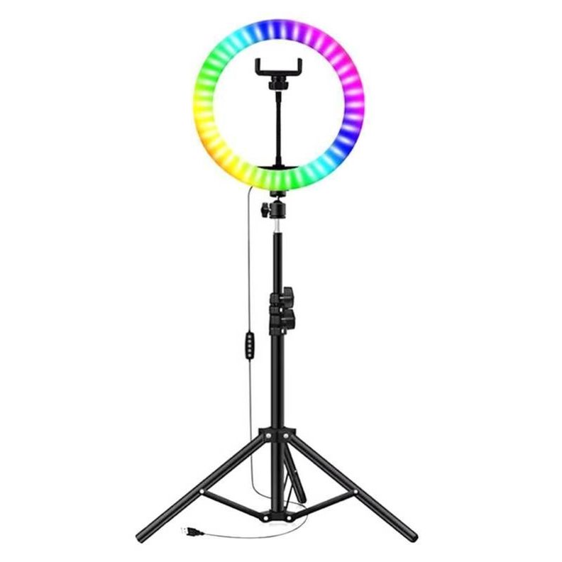 Aro de Luz 33cm Colores RGB Trípode Soporte Celular -0
