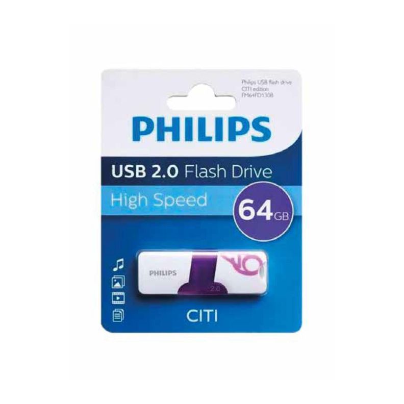 Pendrive Philips Citi 64GB USB 2.0 High Speed Violeta-1