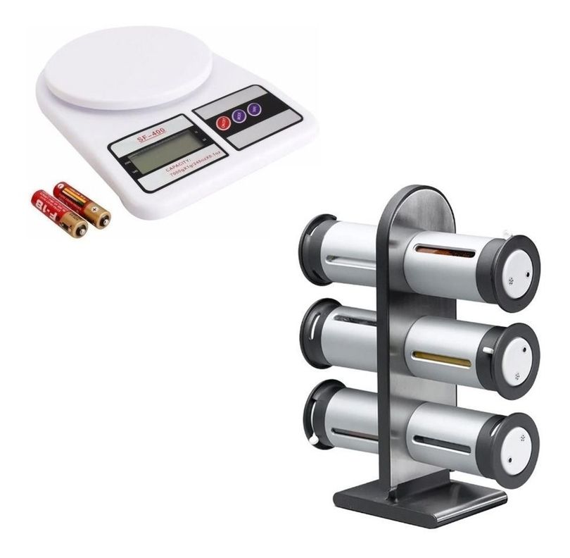 Set 6 Especiero Condimento  + Balanza De Cocina-0