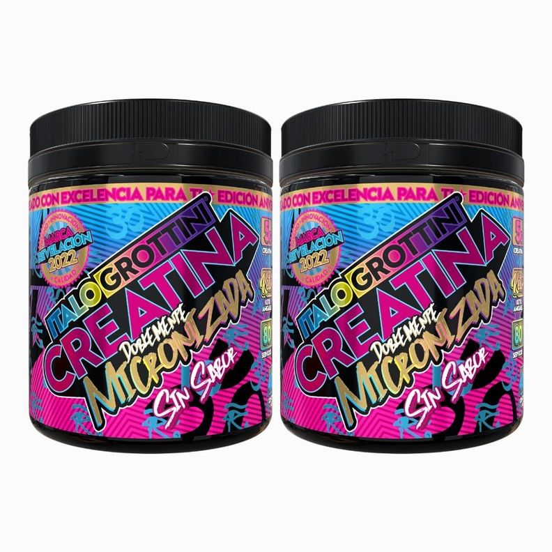 2 Creatinas Monohidrato Doblemente Micronizadas 80 SV c/u -Sin sabor-0