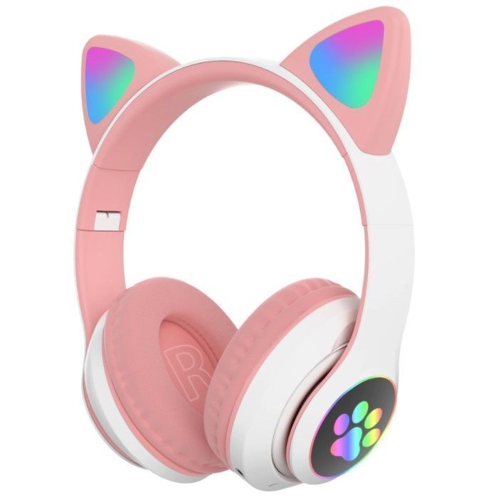 Audífonos Inalámbricos Bluetooth Rgb Orejas Gato Niña V-23m-1