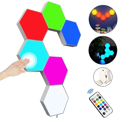 Luces Led De Colores Hexagonal 6 Módulos Touch + Control-2
