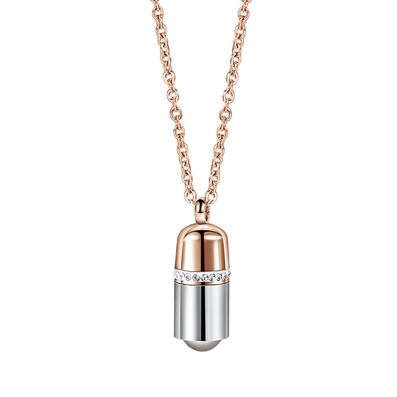 Collar Te Amo En 100 Idiomas Colgante Cadena acero inoxidable antialergico Oro Rosa-0