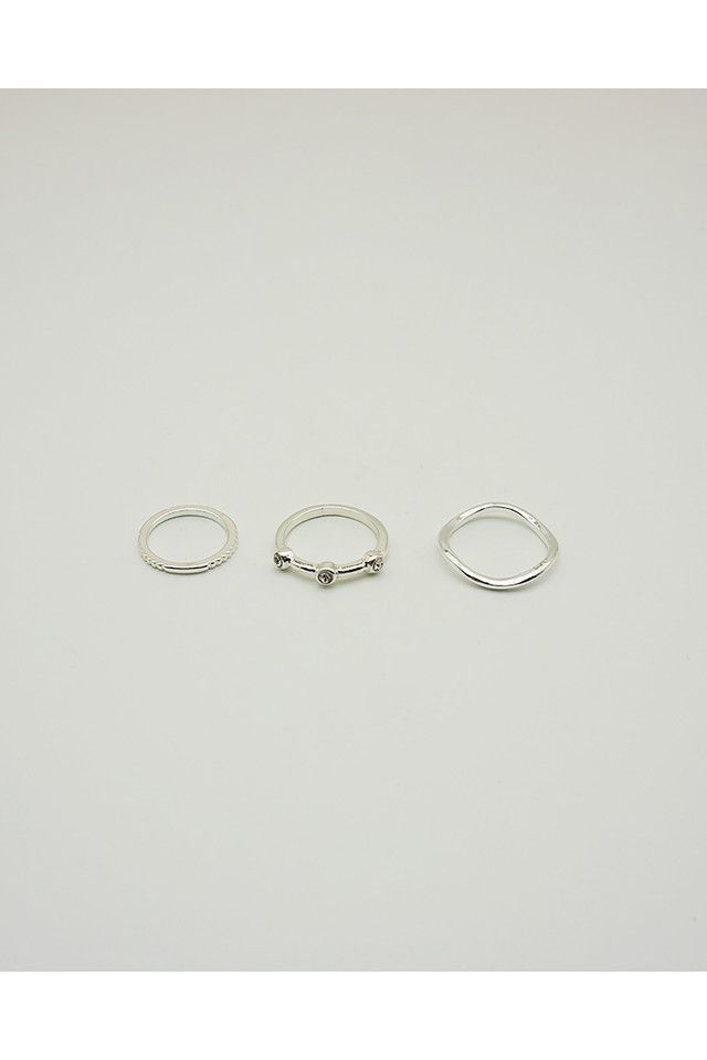 Anillo Set Simple Plateado I-D