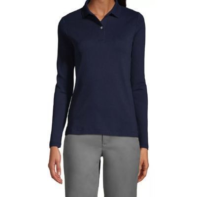 Polera Manga Larga Pique Azul Marino Para Mujer-0