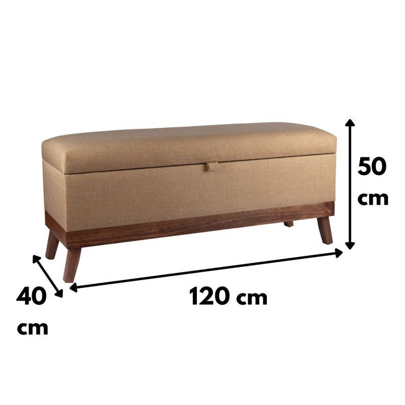 Banqueta con Baúl Incy Beige Omega 120x40x50 cm Máxima Design-2