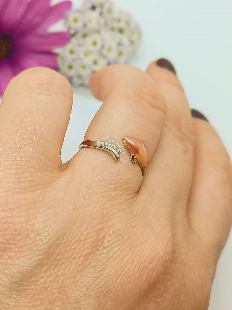Anillo Ajustable Pez Naranja Mar Plata 925 Amor Al Mar Love-4