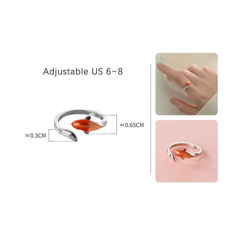 Anillo Ajustable Pez Naranja Mar Plata 925 Amor Al Mar Love-5