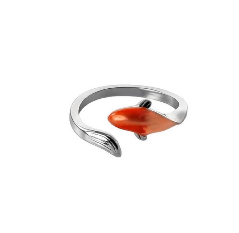 Anillo Ajustable Pez Naranja Mar Plata 925 Amor Al Mar Love-0