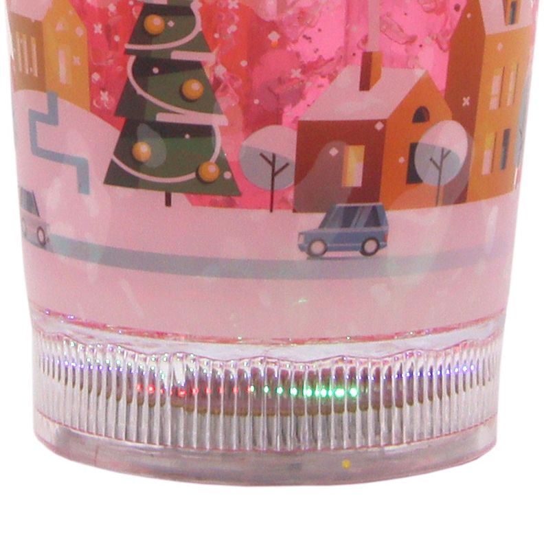 Vaso Con Bombilla Diseño Copo de Nieve Con Glitter y Luces Led Kawaii-2