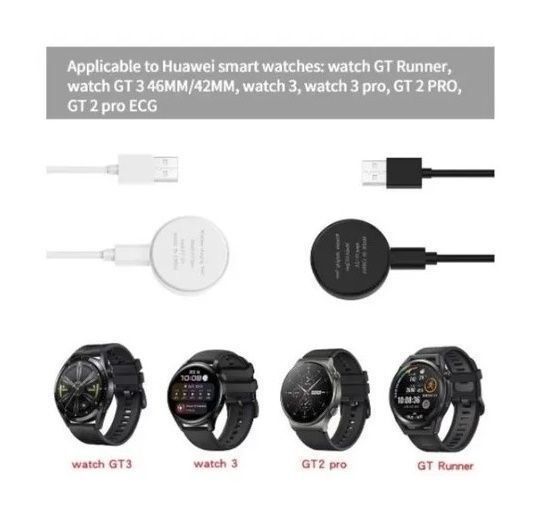 Cargador Reloj Compatible Huawei Gt2 Pro, Gt3, Watch 3 Gt Runner Negro-4