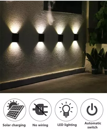 Pack 2 Lampara Solar de Pared Jardín Exterior Impermeable-2