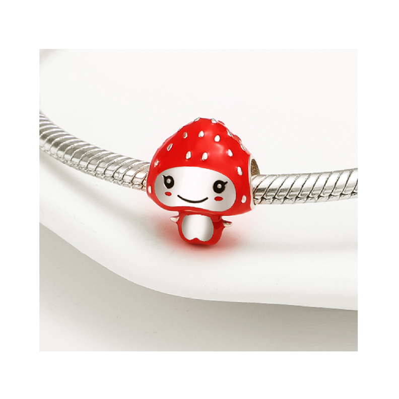 Charm Hongo Rojo en Plata Fina 925 -1