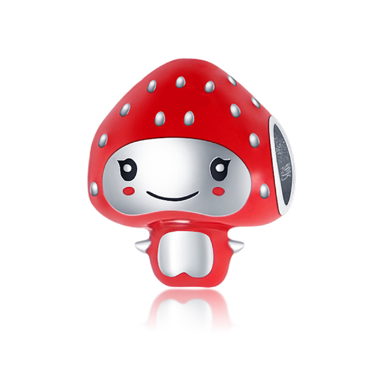 Charm Hongo Rojo en Plata Fina 925 -0