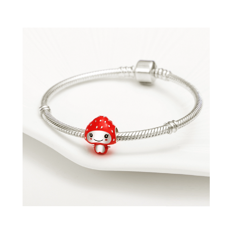 Charm Hongo Rojo en Plata Fina 925 -2