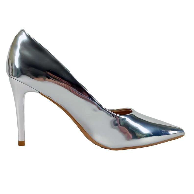 Zapato de Mujer Taco Alto Plateado-1