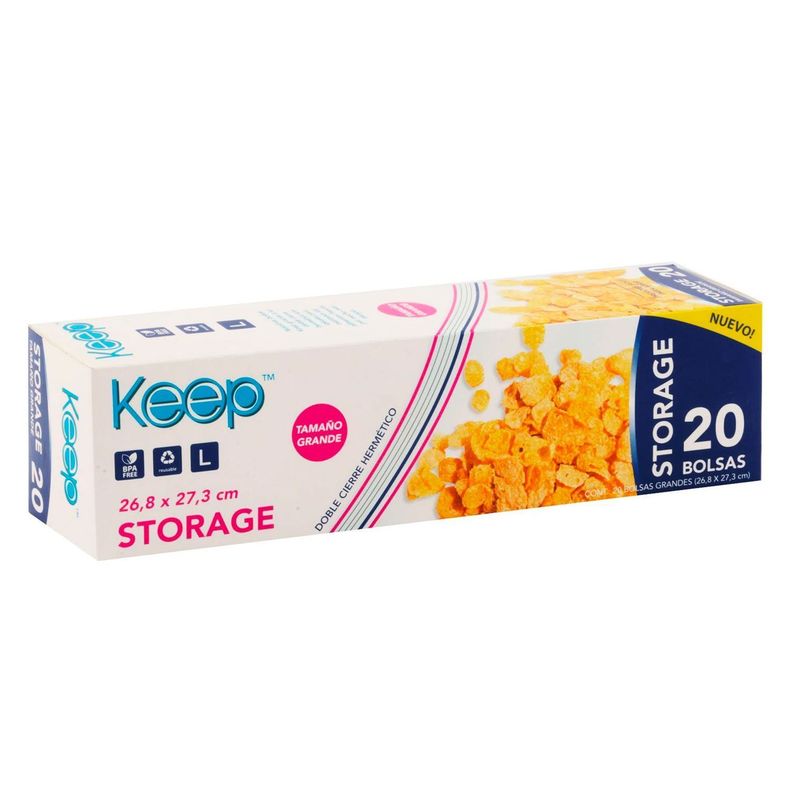 20 Bolsas Storage Doble Cierre Hermético 26,8x27,3cm L Keep-0