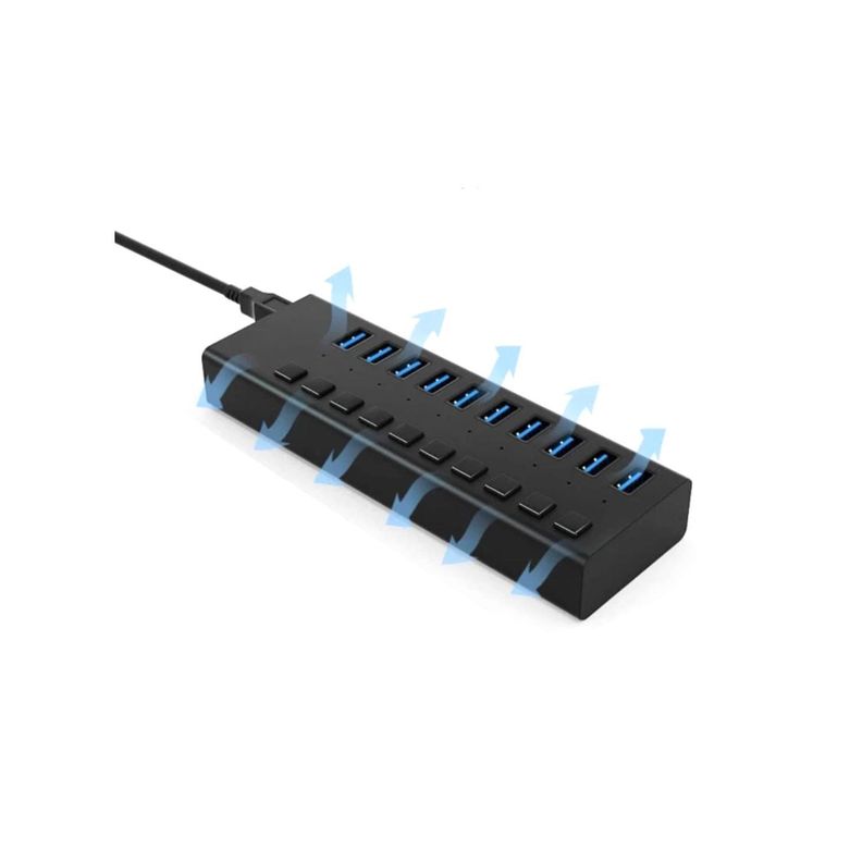 Hub 10 Puertos USB 3.0 Con Interruptor Tecnolab-1