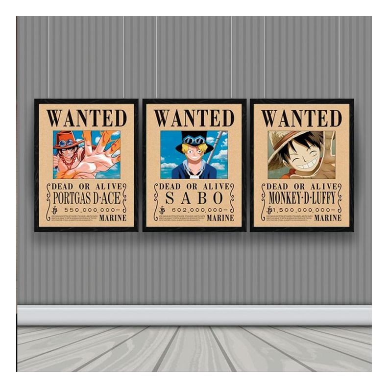 Wanted One Piece Cuadro 3D Efecto Lenticular 3 imagenes en 1-1