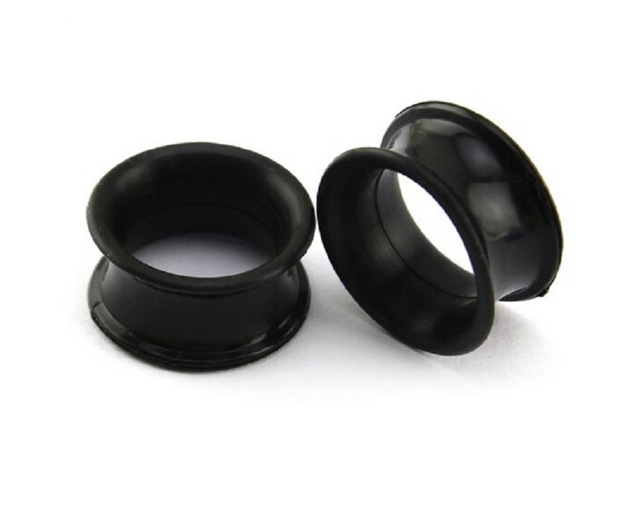 Aros Expansores Oreja Acampanado Estiradores Silicona 20 Mm Negro