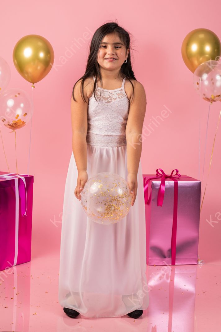 VESTIDO DE NIÑA LARGO BAUTIZO FIESTA BODA N029-0