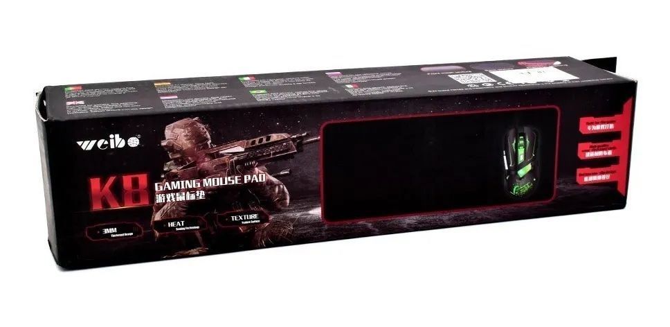 Mouse Pad Gamer Xl Antideslizante Negro Borde Cosido 70x30cm-5