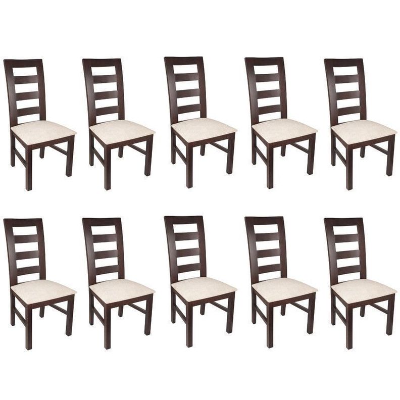 PACK 10 SILLAS AMELIA MADERA COLOR CHOCOLATE TAPIZ BEIGE JASPEADO-0