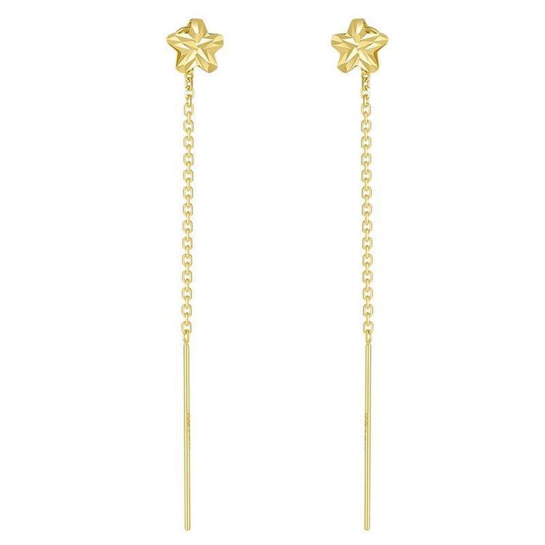 AROS LARGOS CADENA ESTRELLA ORO AMARILLO 18K-0