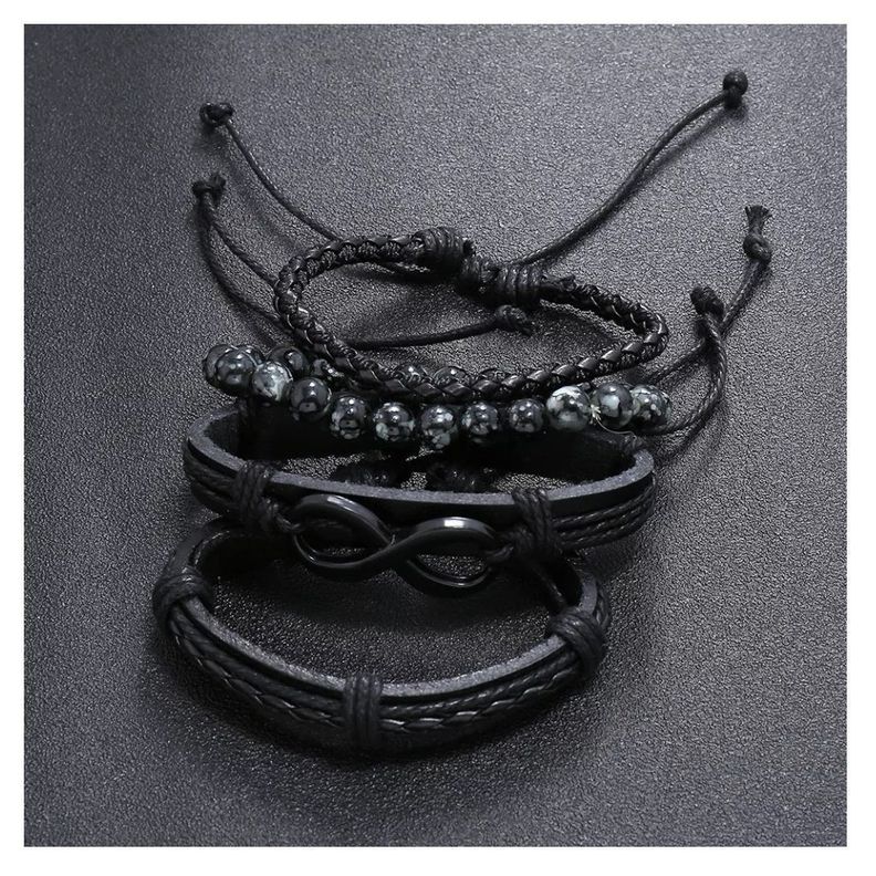Pack pulsera cuero negro-2