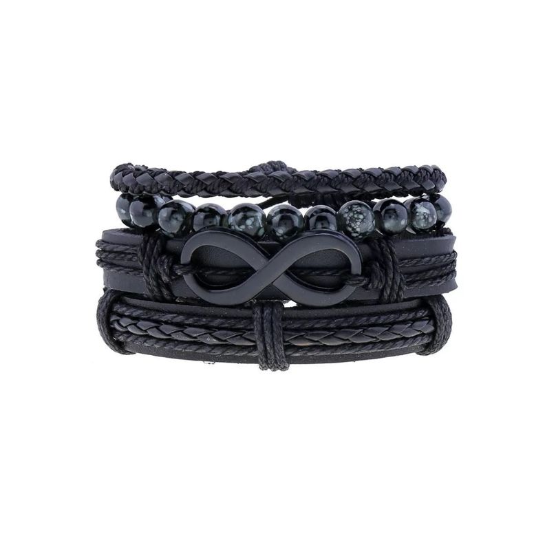 Pack pulsera cuero negro-0