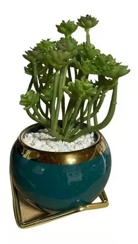 Florero Macetero Porcelana + Planta Artificial-1