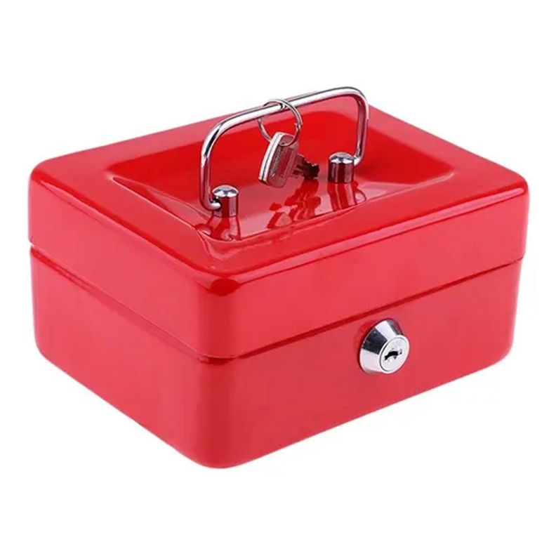  Caja Fuerte Metálica Para Dinero Seguridad 200mm Rojo-0