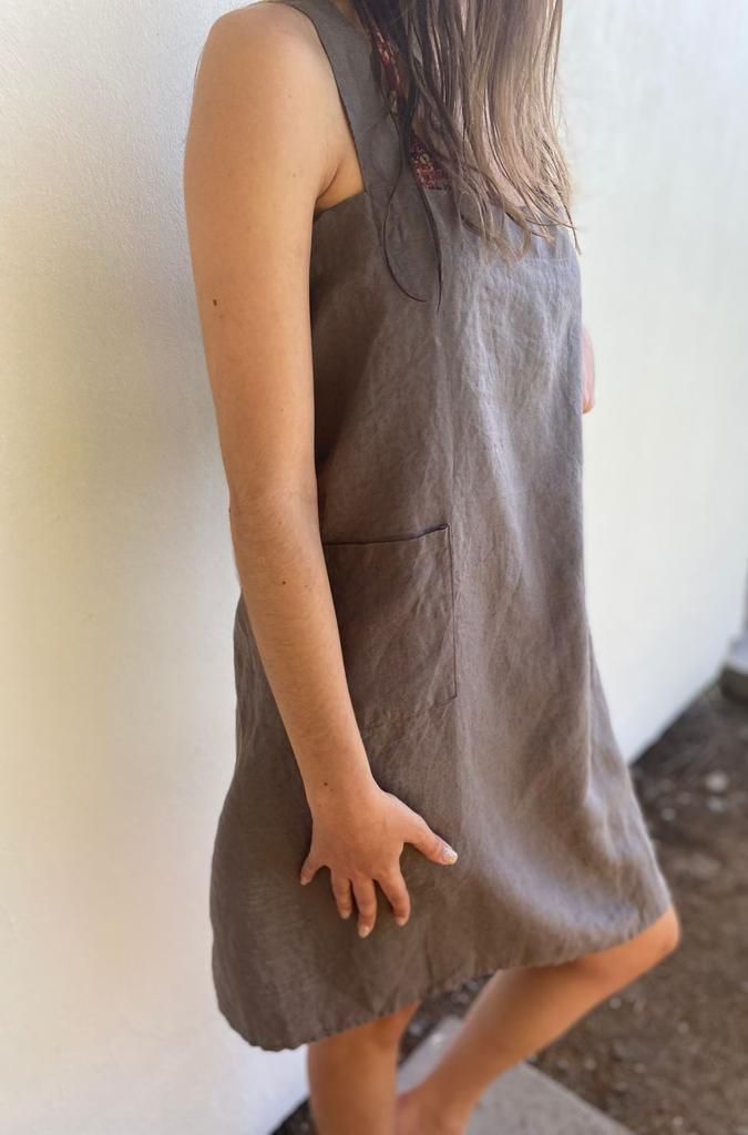 Delantal de lino color gris-0