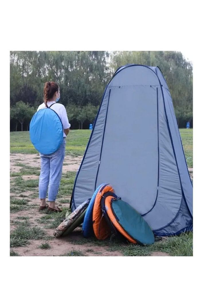 Carpa 1 Persona Carpa Baño Vestidor Portátil + Ducha Solar Azul-5