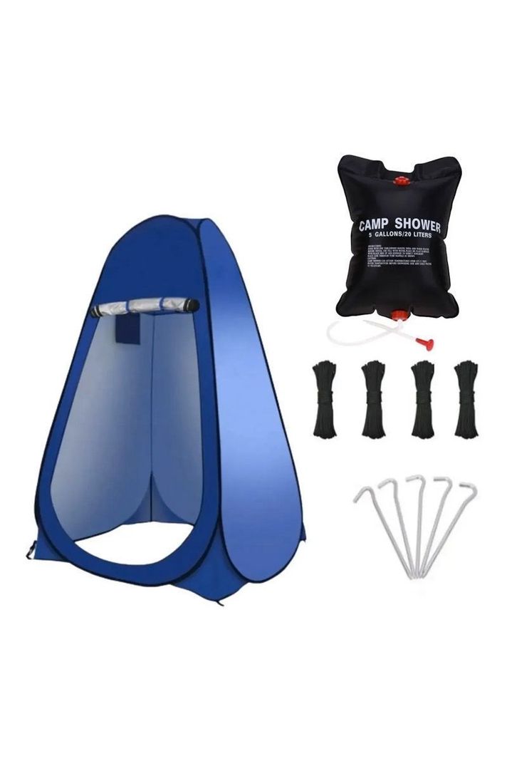 Carpa 1 Persona Carpa Baño Vestidor Portátil + Ducha Solar Azul-0