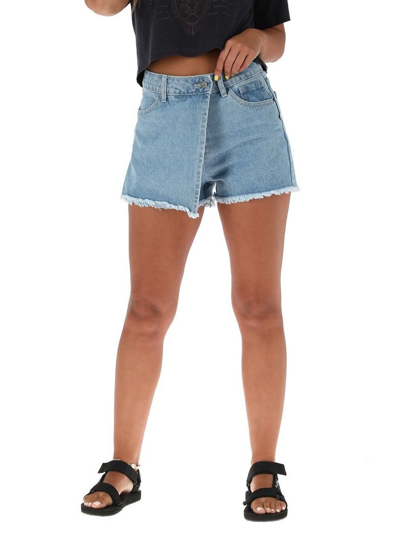 Short Falda Jeans Gavilu Celeste Mujer-0