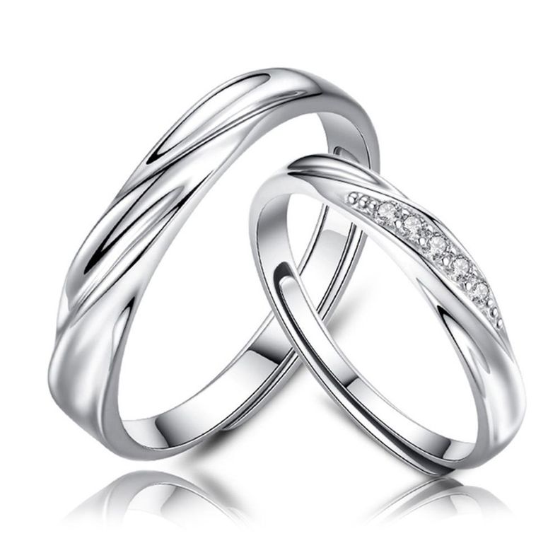 Anillos Ajustables Parejas Plata 925-0
