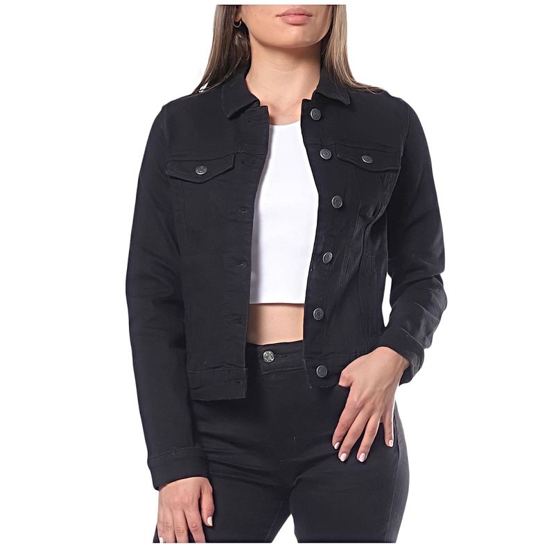 Chaqueta Mezclilla Clasic Woman Mujer Negra-0